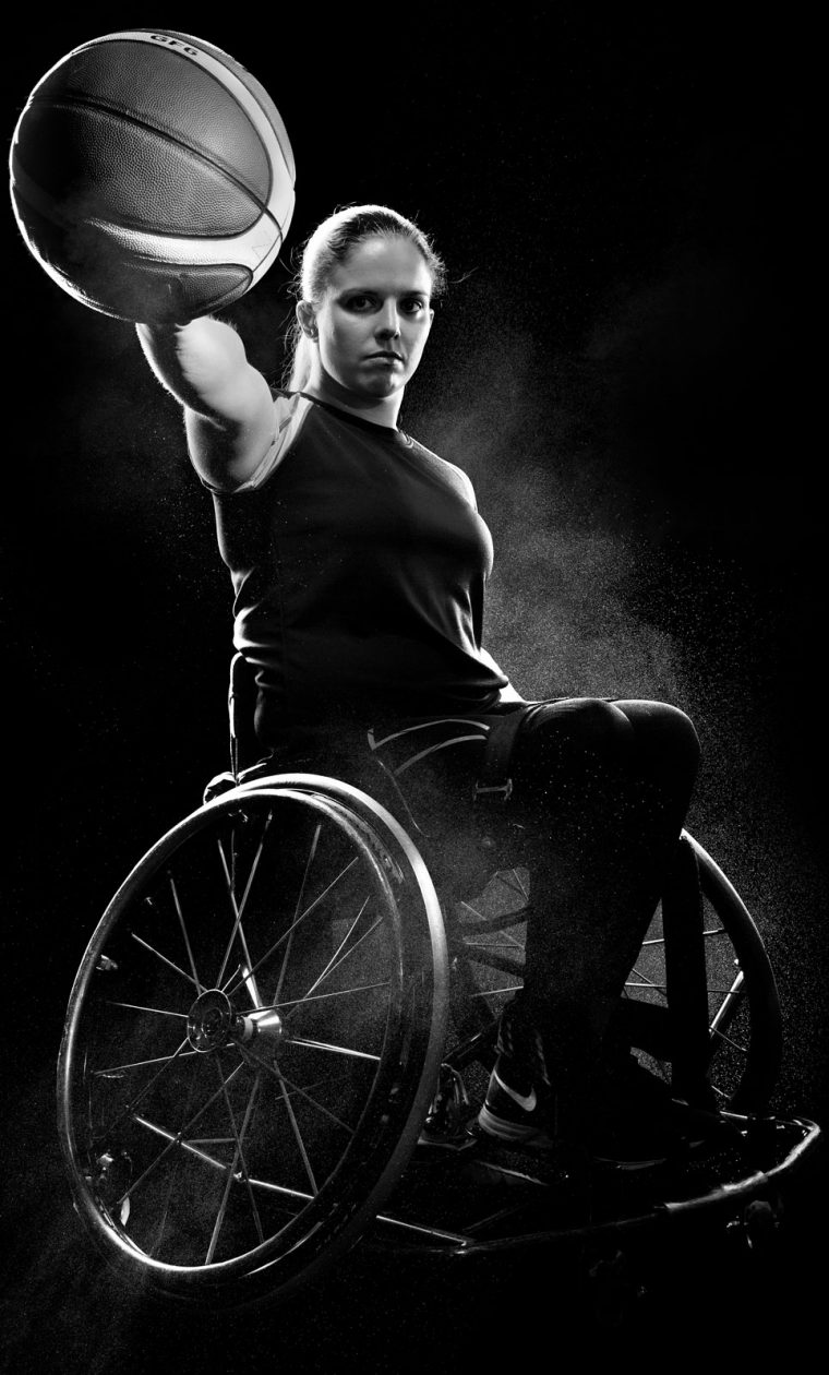 Clare Nott, Australian 1.0 point wheelchair basketball player. Photo by Gareth Andersen.